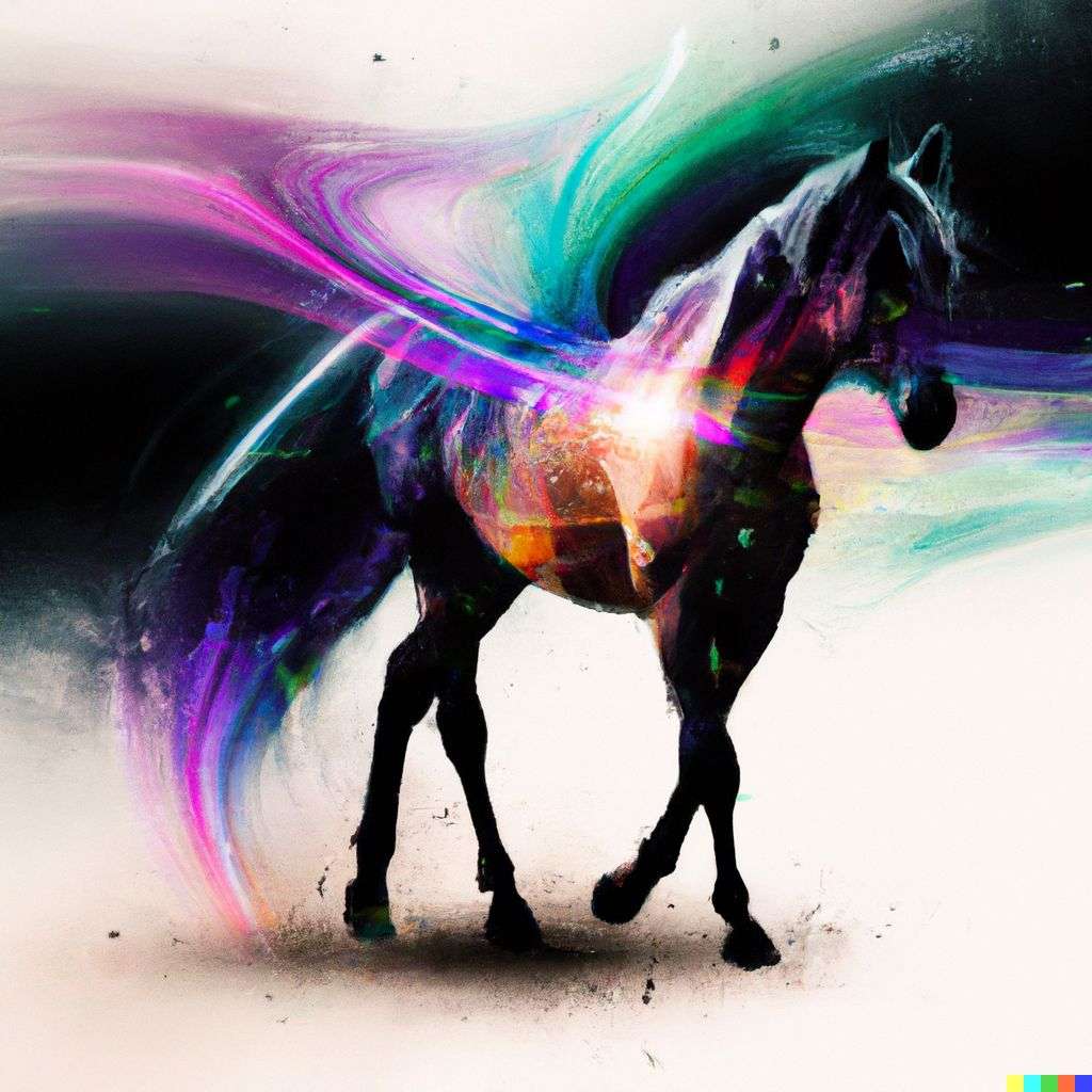 a horse, digital art made from colorful gradients, airbrush
